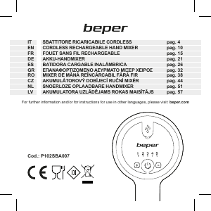 Manual de uso Beper P102SBA007 Batidora de varillas