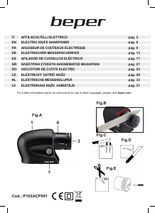 Manuál Beper P102ACP001 Bruska na nože