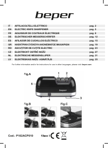 Manual Beper P102ACP010 Ascuţitor cuţite