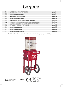 Manual Beper BT.650Y Popcorn Machine