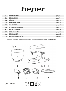 Manuale Beper BP.200 Impastatrice planetaria