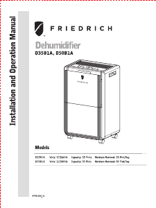 Handleiding Friedrich D50B1A Luchtontvochtiger