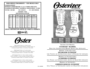 Manual de uso Oster 6663 Batidora