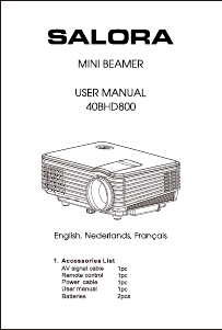 Manual Salora 40BHD800 Projector