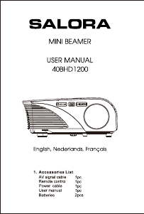Manual Salora 40BHD1200 Projector
