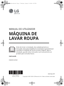 Manual LG F4WV9512P2W Máquina de lavar roupa