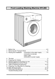 Manual Kleenmaid KFL806 Washing Machine