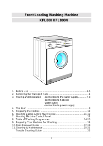 Manual Kleenmaid KFL800N Washing Machine