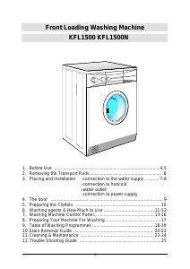 Manual Kleenmaid KFL1500N Washing Machine