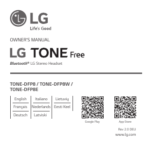 Kasutusjuhend LG TONE-DFP8 Kõrvaklapp