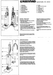 Manual Kleenmaid VC200 Vacuum Cleaner