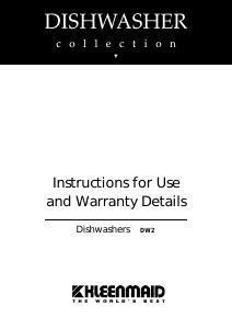 Manual Kleenmaid DW2 Dishwasher