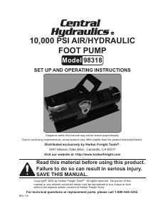 Manual Central Hydraulics 98318 Foot Pump