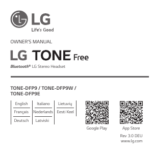 Handleiding LG TONE-DFP9E Koptelefoon