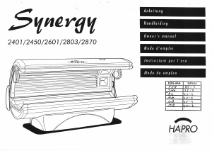 Manual Hapro Synergy 2803 Sunbed