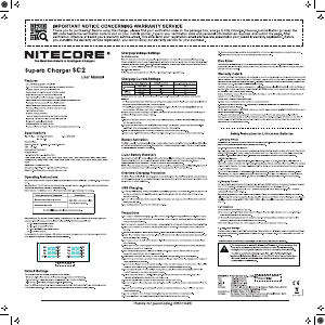 Manual Nitecore SC2 Battery Charger