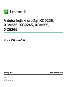 Priručnik Lexmark XC9245 Višenamjenski pisač