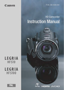 Manual Canon LEGRIA HF S100 Camcorder