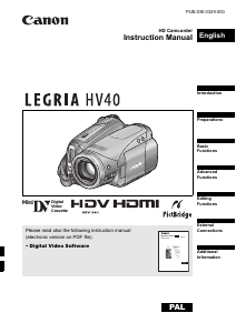 Manual Canon LEGRIA HV 40 Camcorder