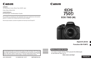 Mode d’emploi Canon EOS 750D Appareil photo numérique