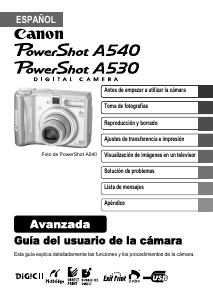 Manual de uso Canon PowerShot A530 Cámara digital