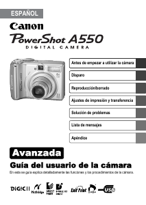 Manual de uso Canon PowerShot A550 Cámara digital