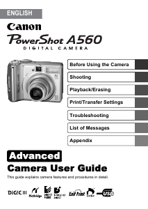 Manual Canon PowerShot A560 Digital Camera