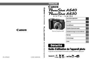 Mode d’emploi Canon PowerShot A630 Appareil photo numérique