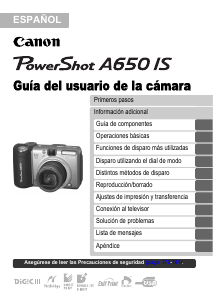 Manual de uso Canon PowerShot A650 IS Cámara digital