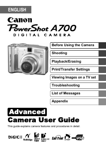 Manual Canon PowerShot A700 Digital Camera