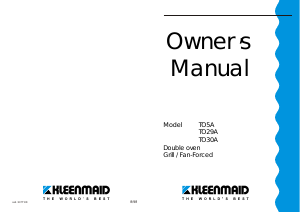 Manual Kleenmaid TO29A Oven