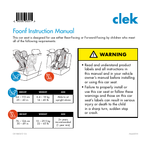 Handleiding Clek Foonf (2015) Autostoeltje