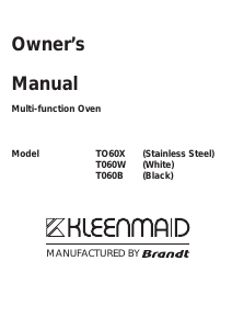 Manual Kleenmaid TO60X Oven