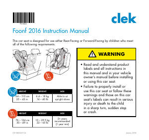 Handleiding Clek Foonf (2016) Autostoeltje