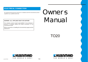 Manual Kleenmaid TO20 Oven