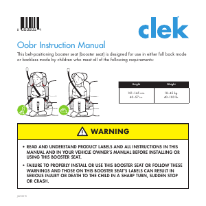 Manual Clek Oobr Car Seat