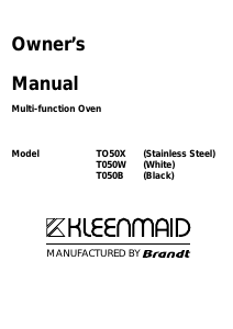 Manual Kleenmaid TO50B Oven