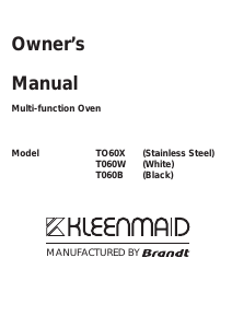 Manual Kleenmaid TO60B Oven