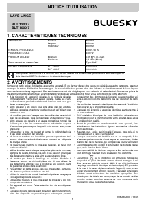 Mode d’emploi Bluesky BLT 1000.7 Lave-linge