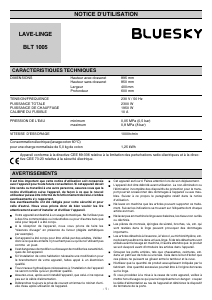 Mode d’emploi Bluesky BLT 1005 Lave-linge