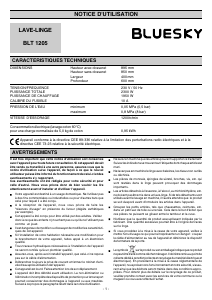 Mode d’emploi Bluesky BLT 1205 Lave-linge