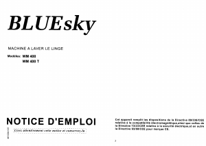 Mode d’emploi Bluesky WM 400 T Lave-linge