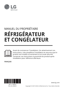 Mode d’emploi LG GSJV80DSLF Réfrigérateur combiné