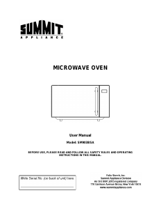 Manual Summit SM903BSA Microwave