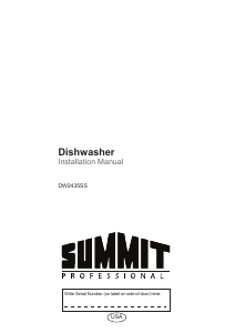 Manual Summit DW2435SS Dishwasher