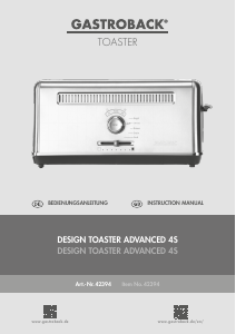 Manual Gastroback 42394 Design Advanced 4S Toaster