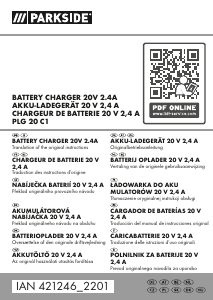 Manual Parkside IAN 421246 Battery Charger