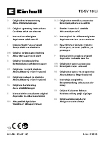 Handleiding Einhell TS-SV 18 Li Stofzuiger