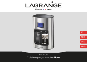 Mode d’emploi Lagrange 529001 Naos Cafetière