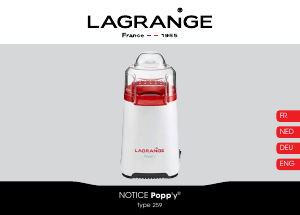 Handleiding Lagrange 259003 Poppy Popcornmachine